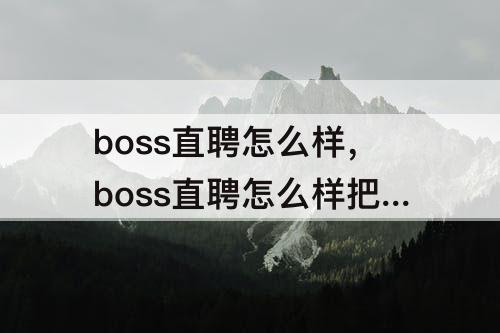 boss直聘怎么样，boss直聘怎么样把直豆退还