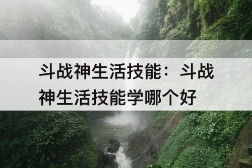 斗战神生活技能：斗战神生活技能学哪个好