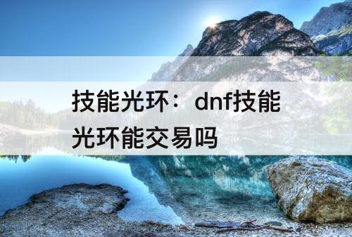 技能光环：dnf技能光环能交易吗