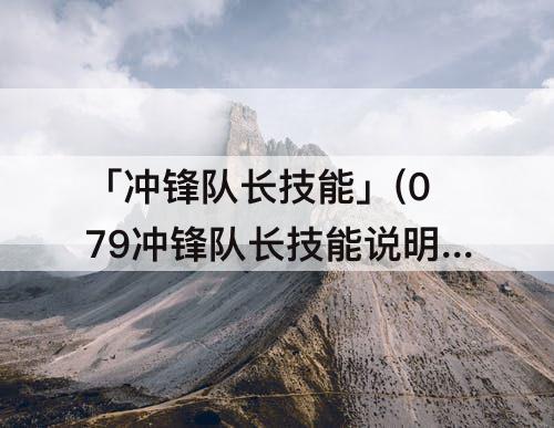 「冲锋队长技能」(079冲锋队长技能说明)