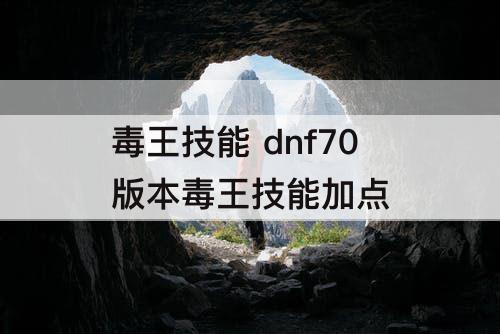 毒王技能 dnf70版本毒王技能加点