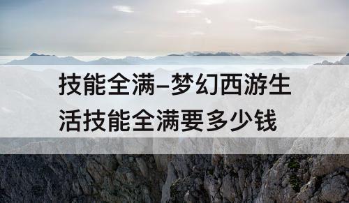 技能全满-梦幻西游生活技能全满要多少钱