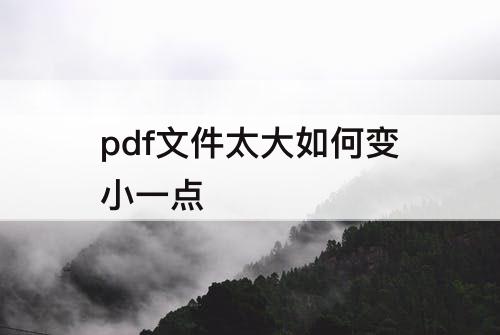 pdf文件太大如何变小一点