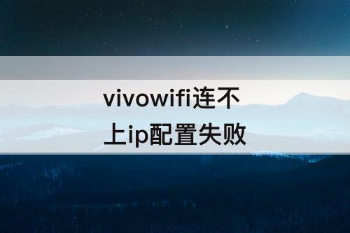 vivowifi连不上ip配置失败