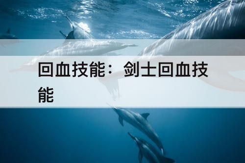 回血技能：剑士回血技能