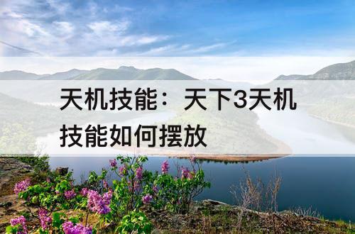 天机技能：天下3天机技能如何摆放