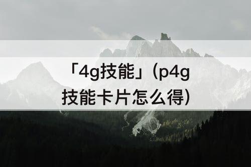 「4g技能」(p4g技能卡片怎么得)