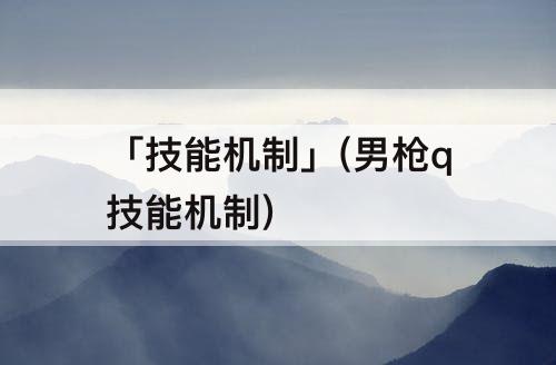 「技能机制」(男枪q技能机制)