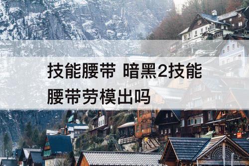 技能腰带 暗黑2技能腰带劳模出吗