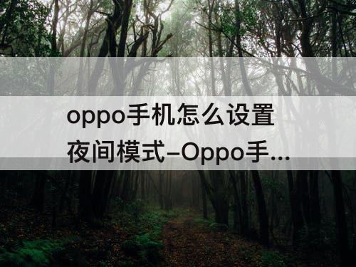 oppo手机怎么设置夜间模式-Oppo手机怎么设置夜间模式?