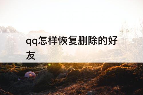 qq怎样恢复删除的好友