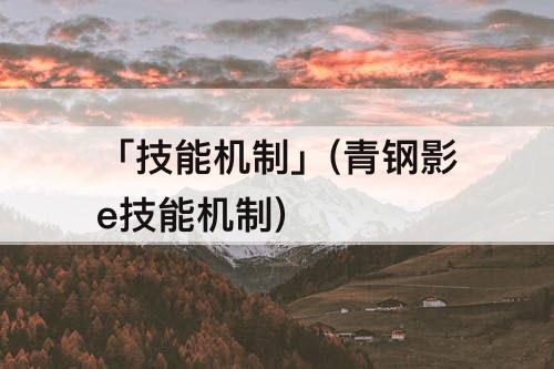 「技能机制」(青钢影e技能机制)
