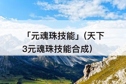 「元魂珠技能」(天下3元魂珠技能合成)