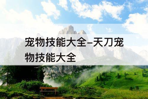 宠物技能大全-天刀宠物技能大全