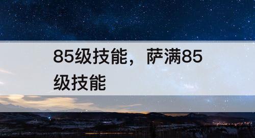 85级技能，萨满85级技能
