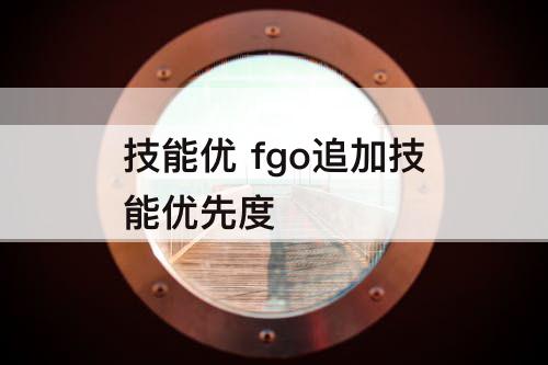 技能优 fgo追加技能优先度