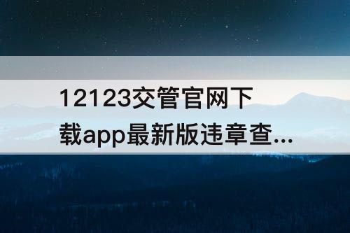 12123交管官网下载app最新版违章查询