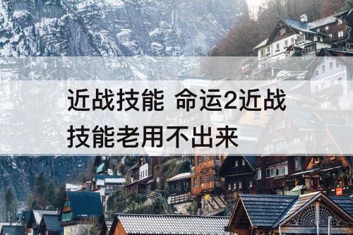 近战技能 命运2近战技能老用不出来
