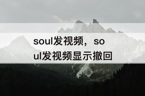soul发视频，soul发视频显示撤回