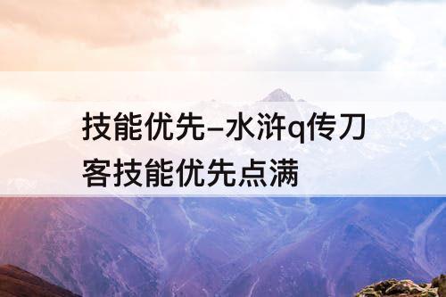 技能优先-水浒q传刀客技能优先点满