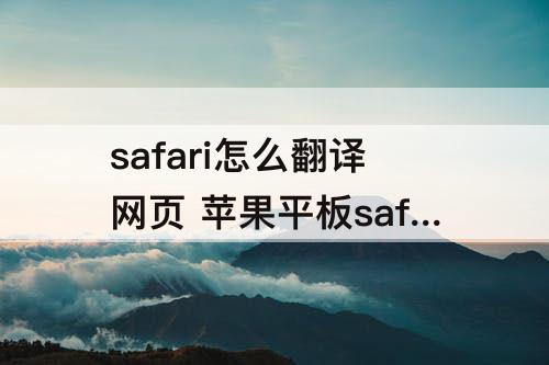 safari怎么翻译网页 苹果平板safari怎么翻译网页