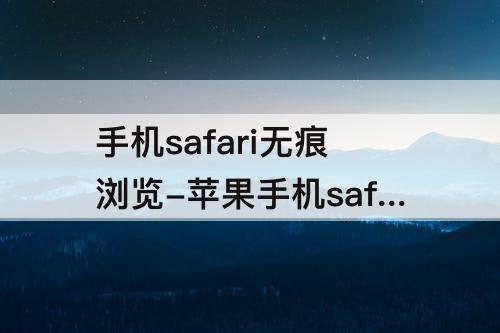 手机safari无痕浏览-苹果手机safari无痕浏览模式怎么设置