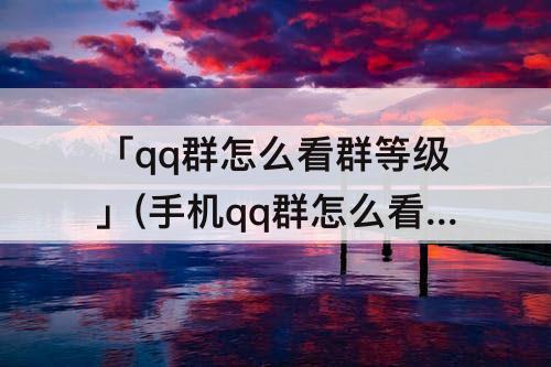 「qq群怎么看群等级」(手机qq群怎么看群等级)