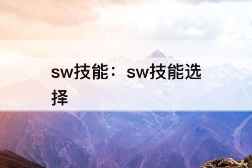 sw技能：sw技能选择