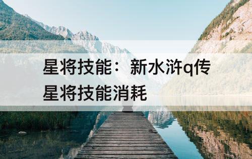 星将技能：新水浒q传星将技能消耗