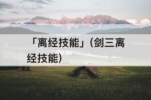 「离经技能」(剑三离经技能)