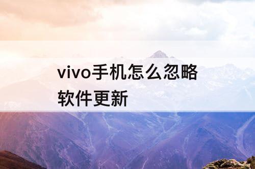 vivo手机怎么忽略软件更新