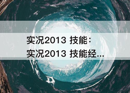 实况2013 技能：实况2013 技能经典10号