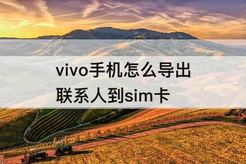 vivo手机怎么导出联系人到sim卡