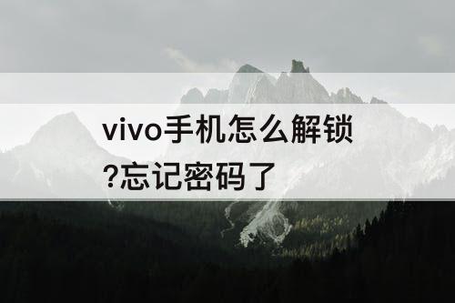 vivo手机怎么解锁?忘记密码了