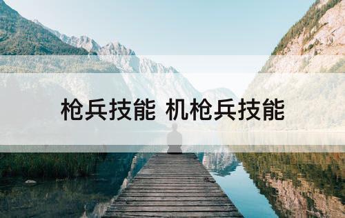 枪兵技能 机枪兵技能