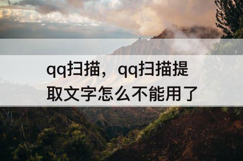 qq扫描，qq扫描提取文字怎么不能用了