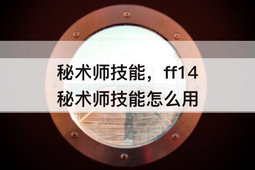 秘术师技能，ff14秘术师技能怎么用