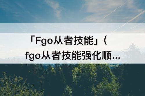 「Fgo从者技能」(fgo从者技能强化顺序)