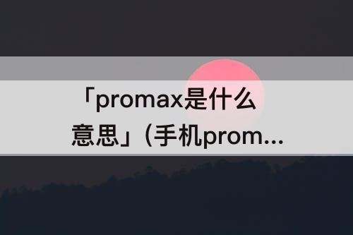 「promax是什么意思」(手机promax是什么意思)
