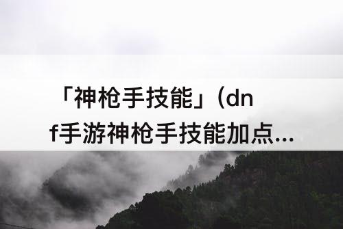 「神枪手技能」(dnf手游神枪手技能加点图片)