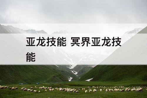 亚龙技能 冥界亚龙技能