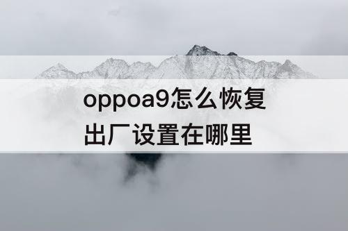 oppoa9怎么恢复出厂设置在哪里