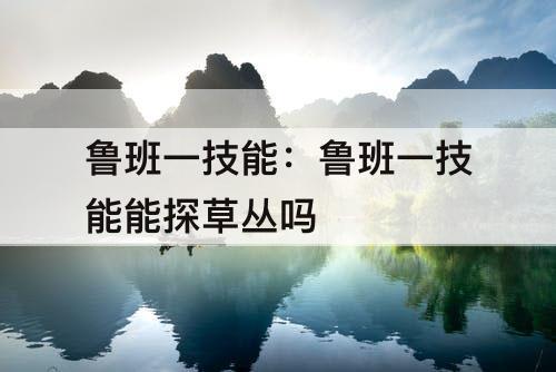 鲁班一技能：鲁班一技能能探草丛吗