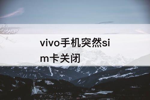 vivo手机突然sim卡关闭