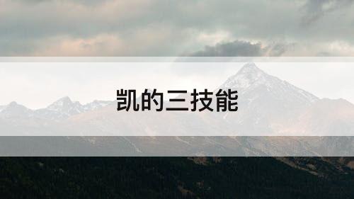 凯的三技能