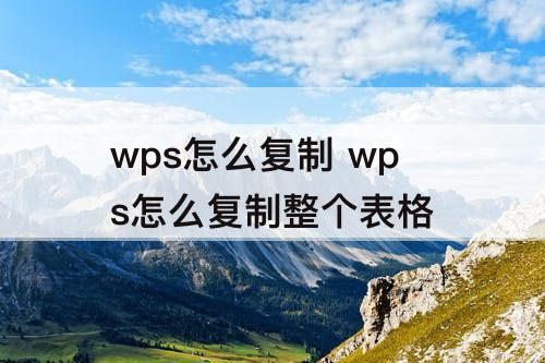 wps怎么复制 wps怎么复制整个表格