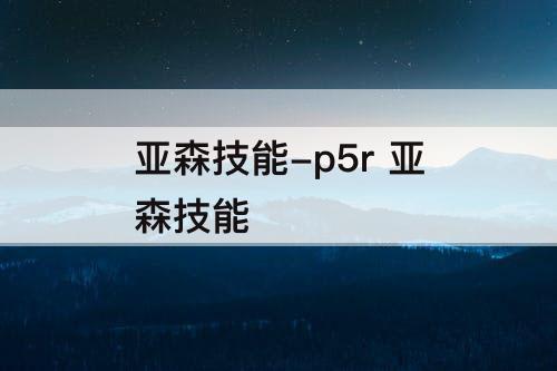 亚森技能-p5r 亚森技能