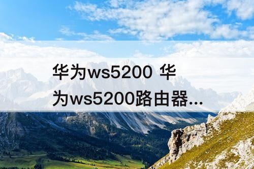 华为ws5200 华为ws5200路由器密码忘记怎么格式化设置