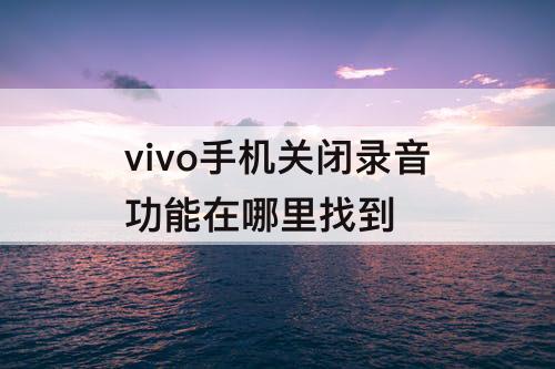 vivo手机关闭录音功能在哪里找到