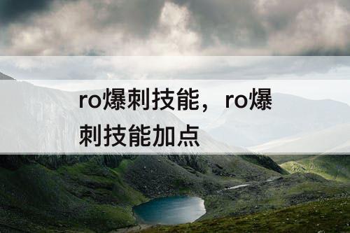 ro爆刺技能，ro爆刺技能加点